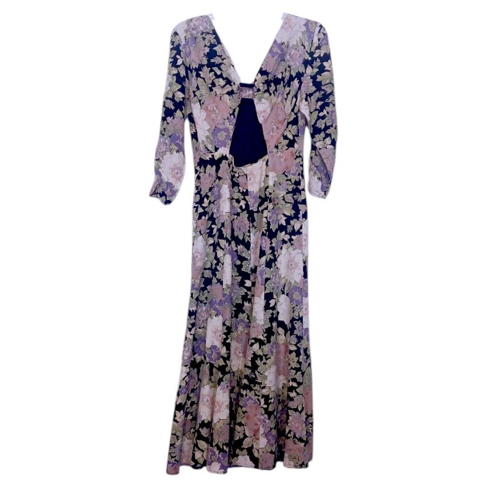 Vintage Whimsigoth Midi Dress 6 Keyhole Back Coquette Wedding Resort 40s Revival - Picture 5 of 8